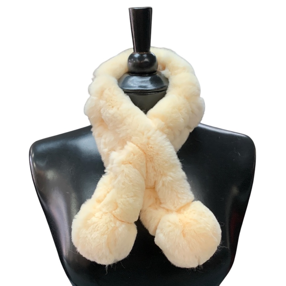 Genuine Rabbit Fur Pom Pom Scarf